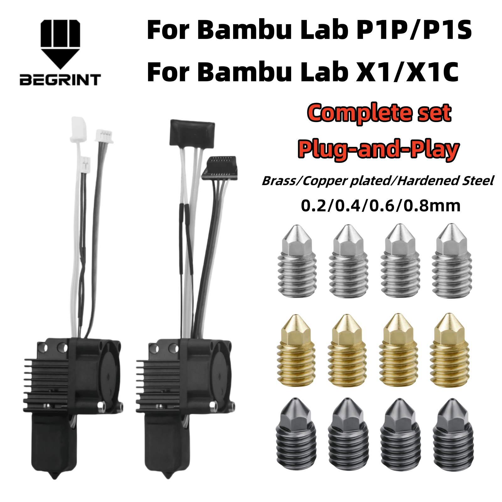 Nozzle 0.4Mm Hardened - For Bambu Lab X1C P1P P1S