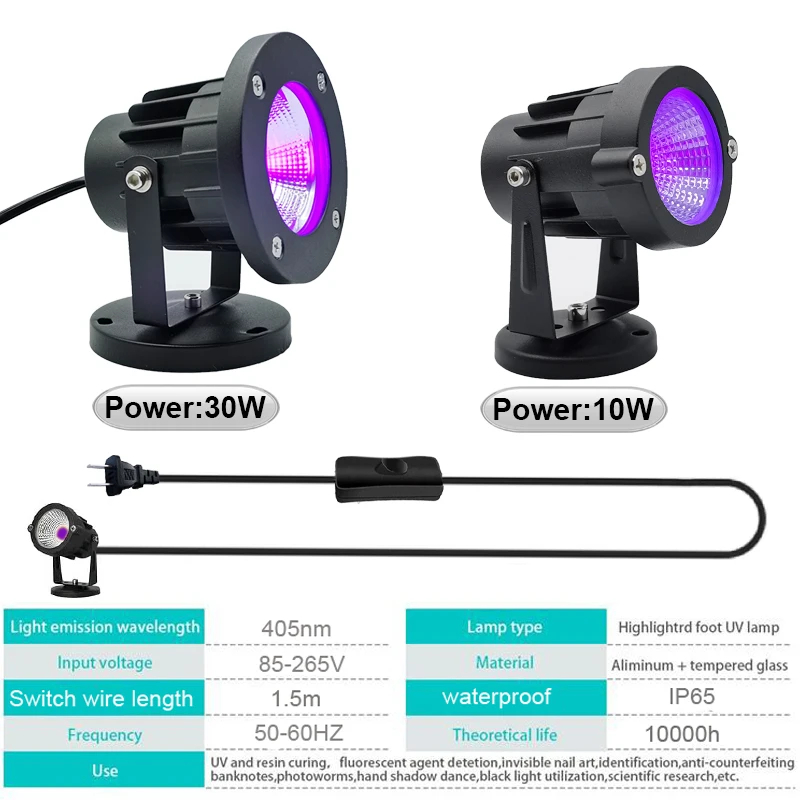 LED Purple Light 10W 30W Black - огляд і ціна 3D Printing Uv Sensitive Resin