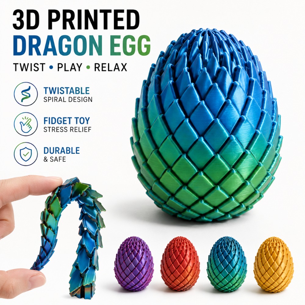 3D Printed 7.5/5.5CM Twisted D - огляд і ціна 3D Printing Egg